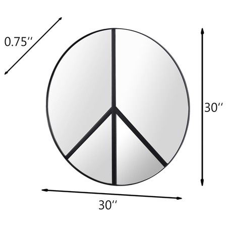 Varaluz Paz 30-In Round Peace Sign Accent Mirror In Black 4DMI0117